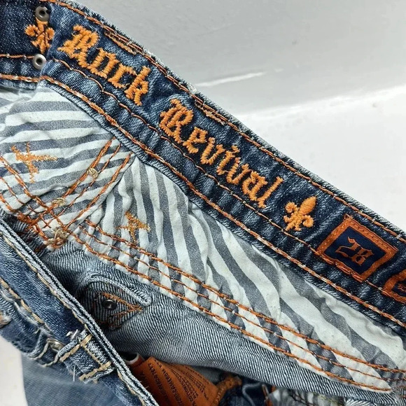 Rock Revival Cameron Easy Straight Leg Embroidered Denim Blue Jeans Womens 28 - Picture 10 of 14